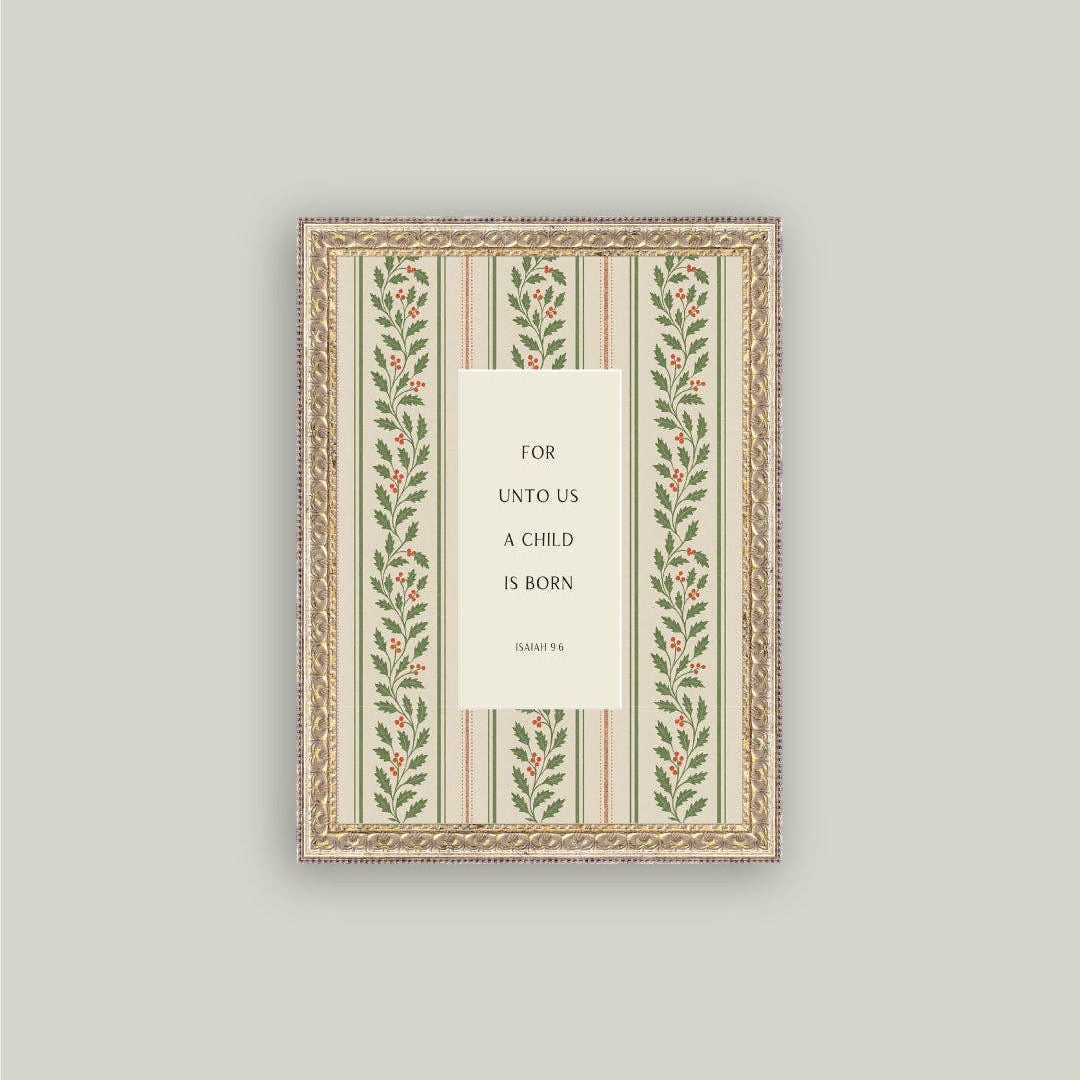 A Child is Born Framed Antique Art