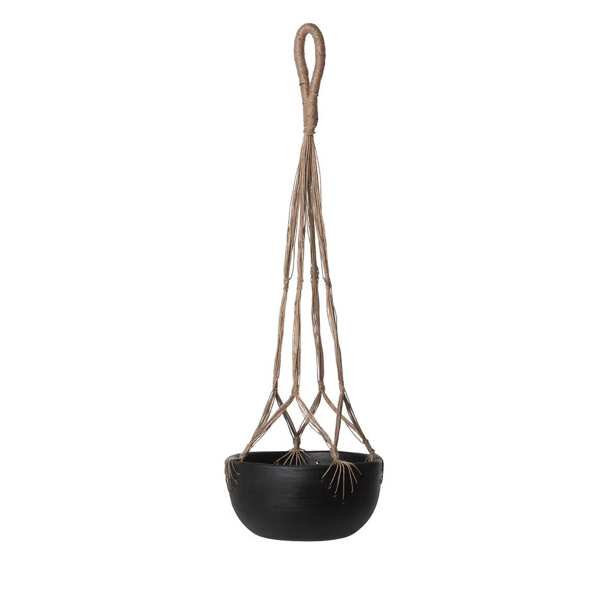 Terra Cotta and Woven Jute Hanging Planter