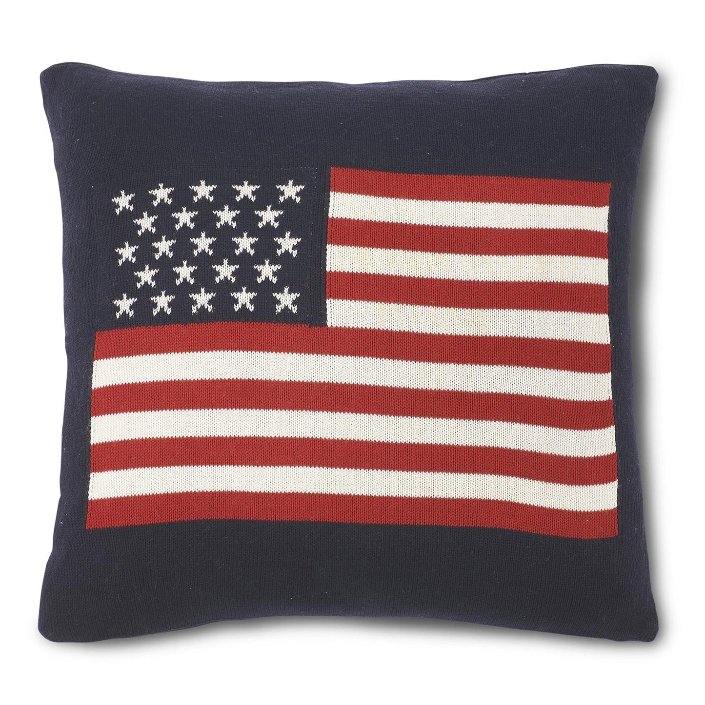 Navy Blue Cotton Knit American Flag Pillow