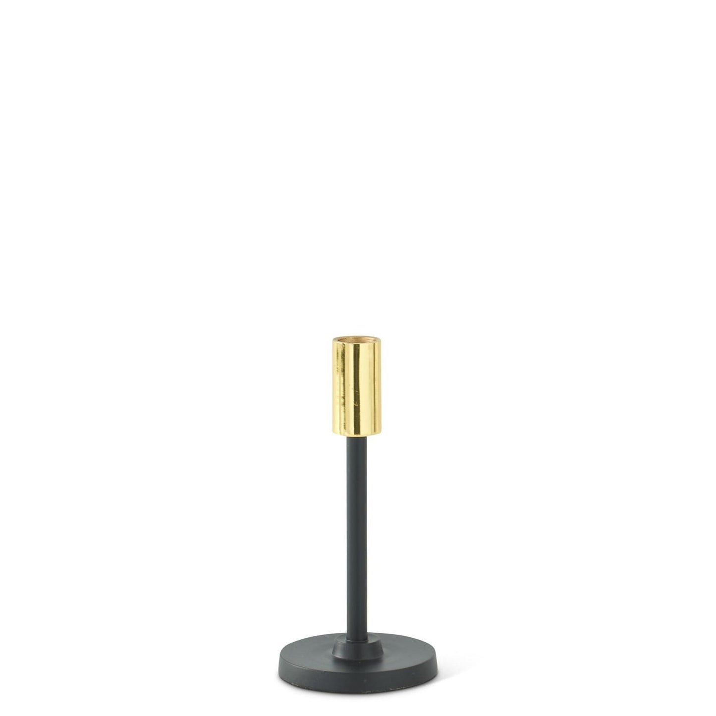 Black Metal Slender Taper Candleholders w/Gold Tops