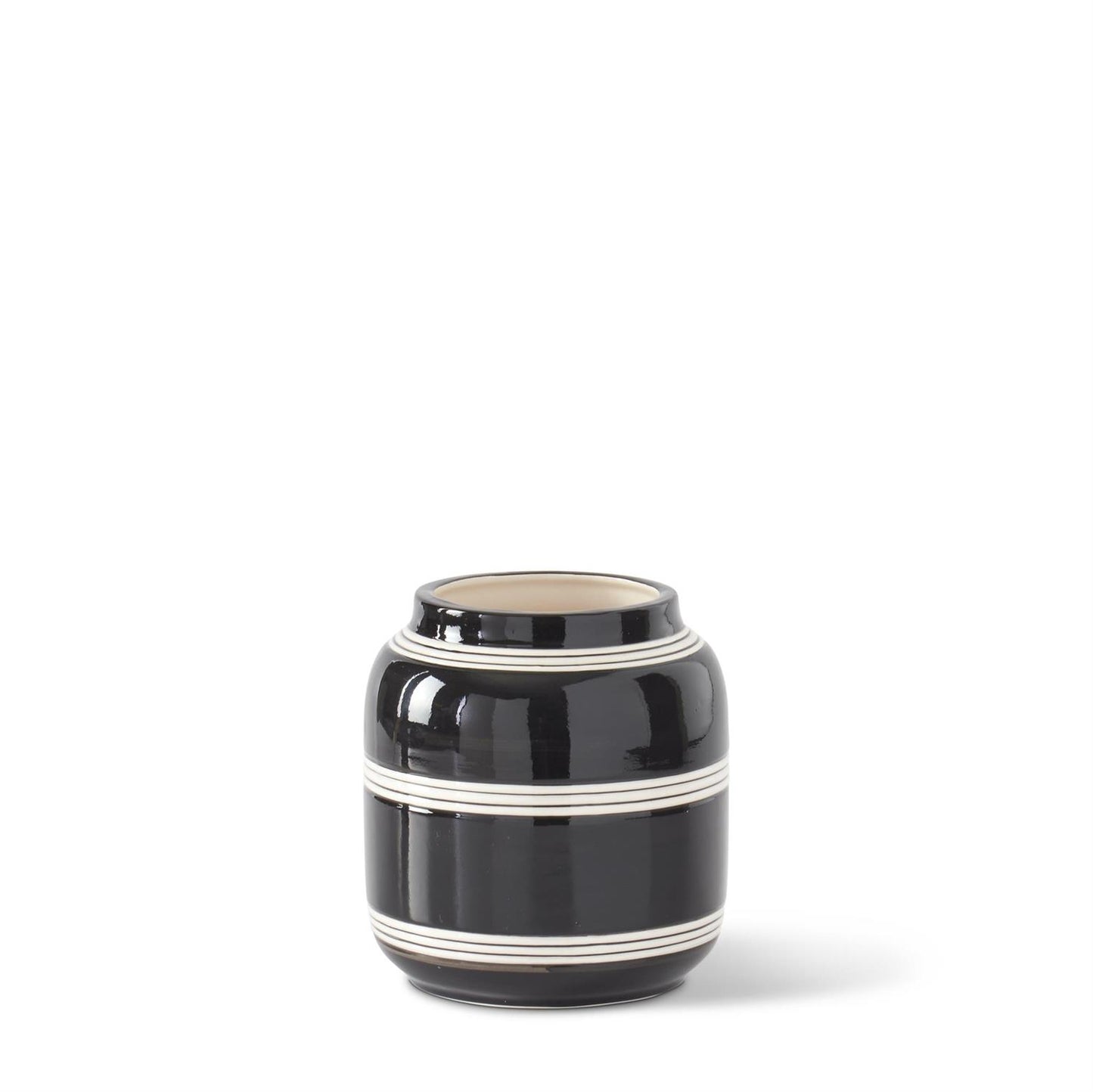 Black & Cream Lined Ceramic Vases