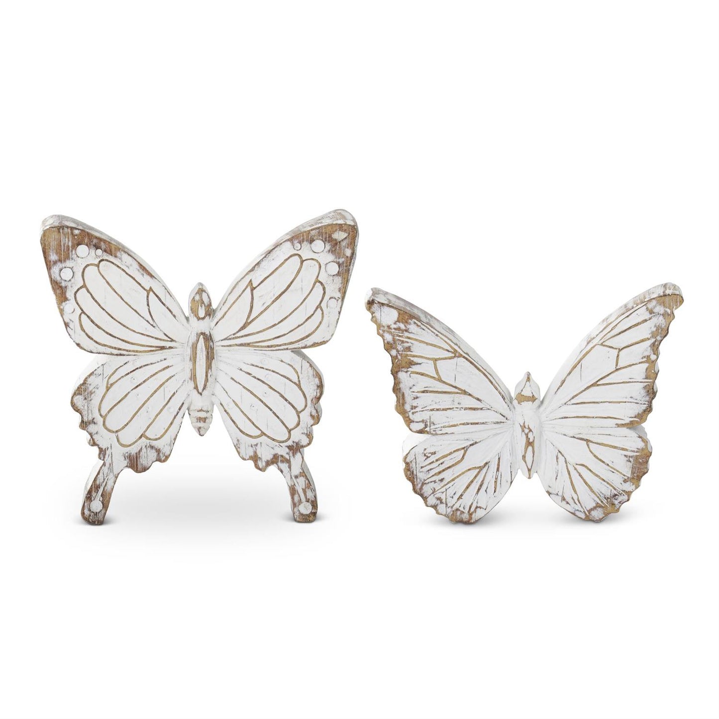 Whitewashed Carved Butterflies