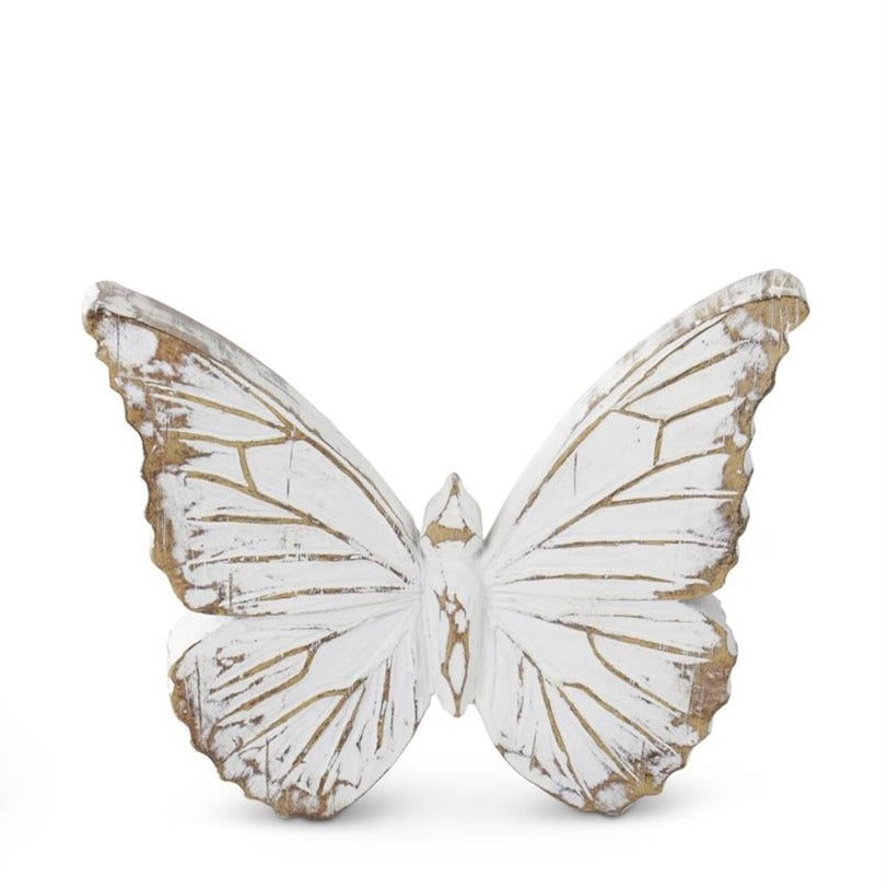 Whitewashed Carved Butterflies