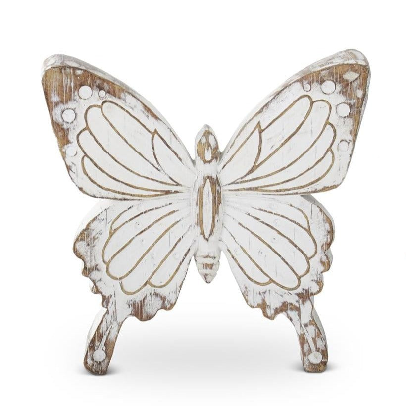 Whitewashed Carved Butterflies