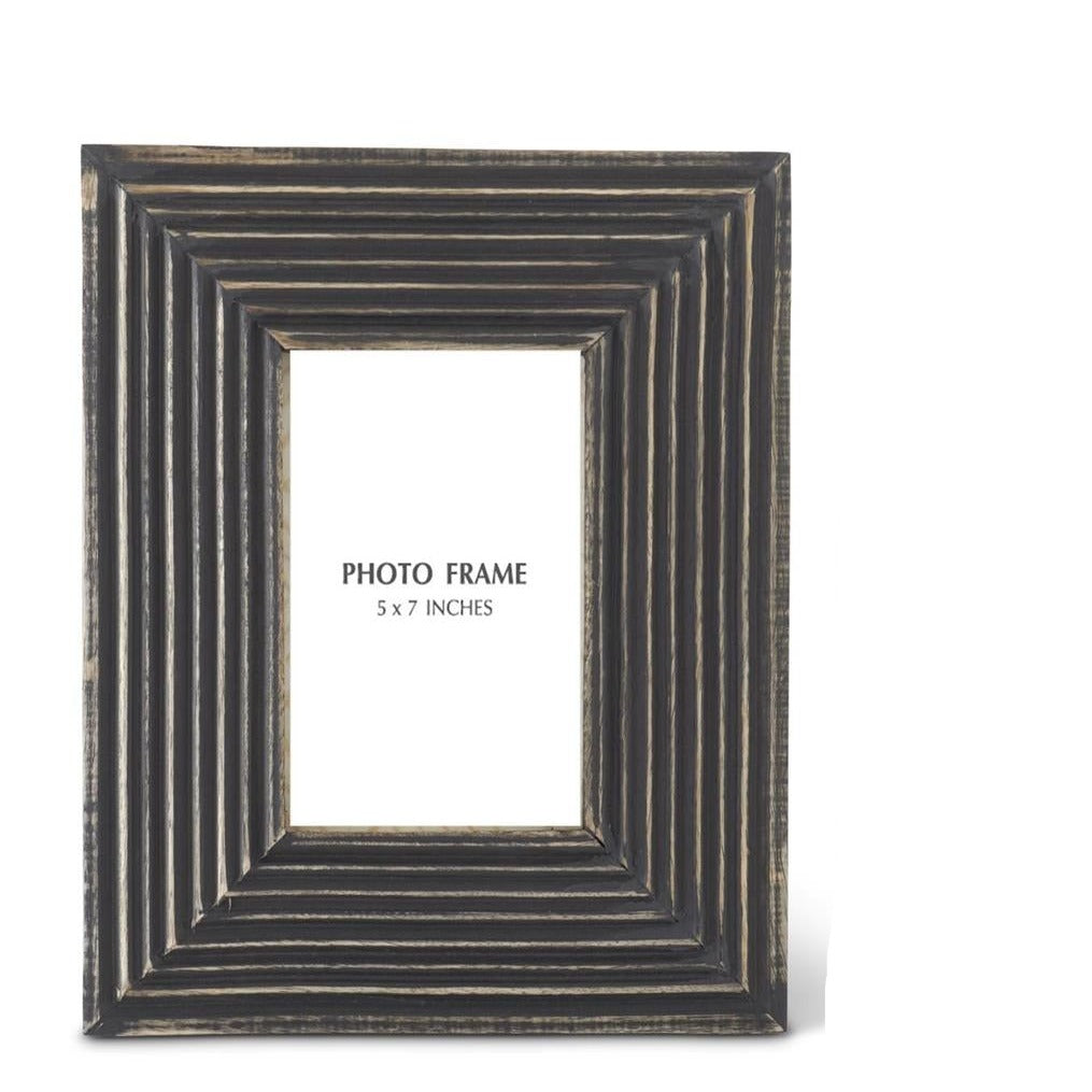 Groove Carved Black Wood Photo Frames