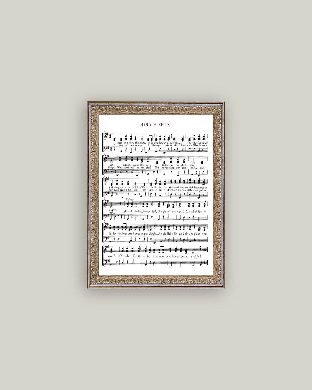 Jingle Bells Framed Antique Art