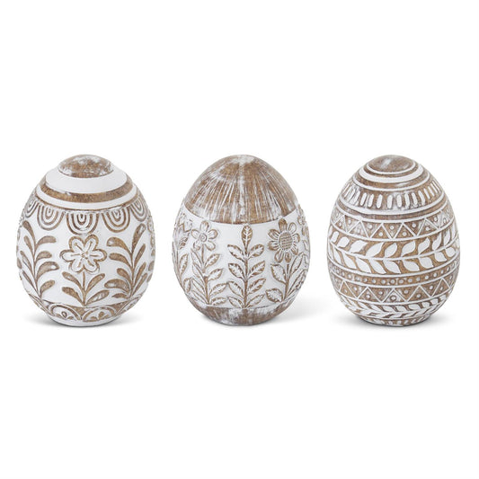 Whitewashed Floral Carved Easter Eggs