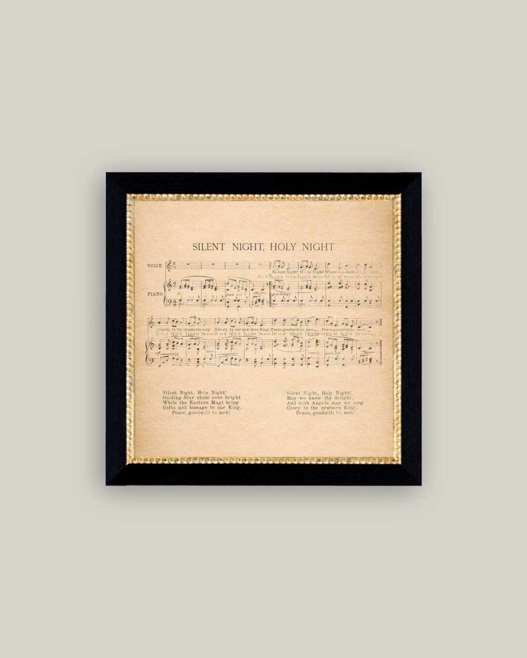 Silent Night Sheet Music Framed Antique Style Art