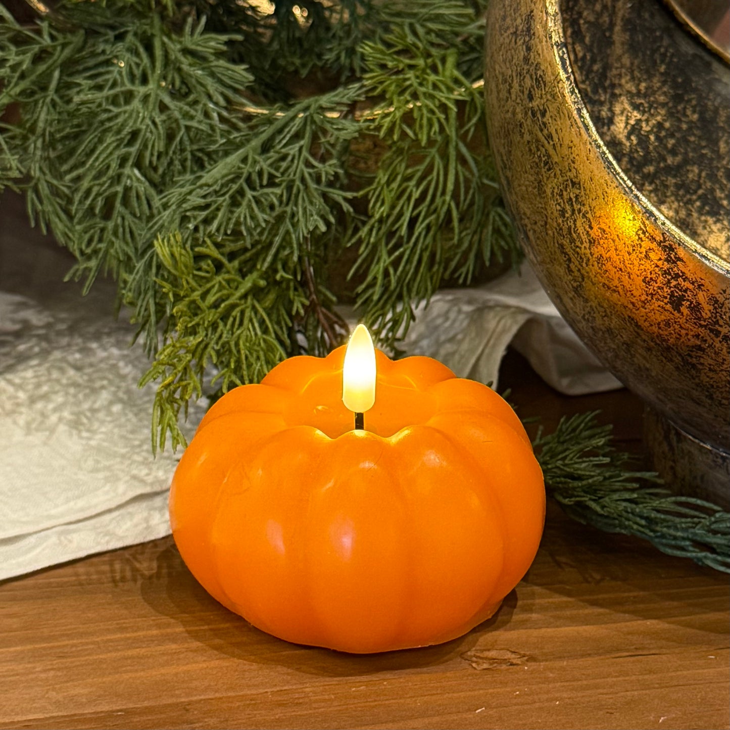 Pumpkin LED Flicker Flame Candle w/ Timer