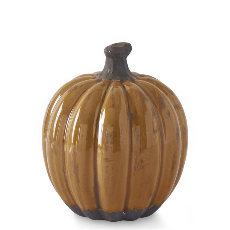 Ceramic Glazed Pumpkins with Matte Brown Stem Base