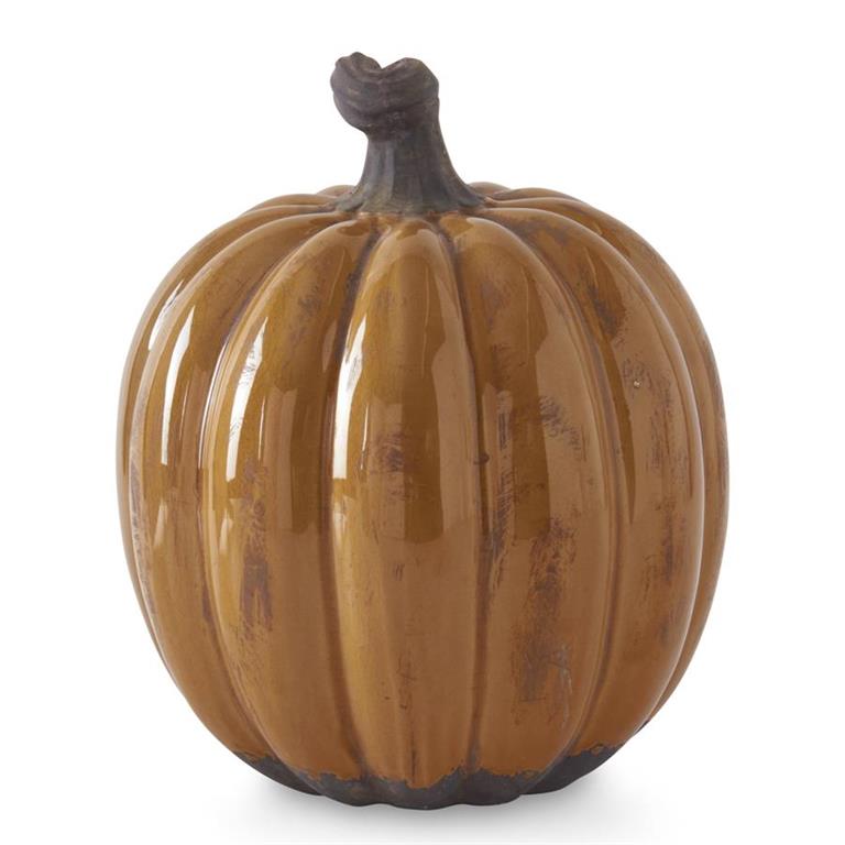 Ceramic Glazed Pumpkins with Matte Brown Stem Base