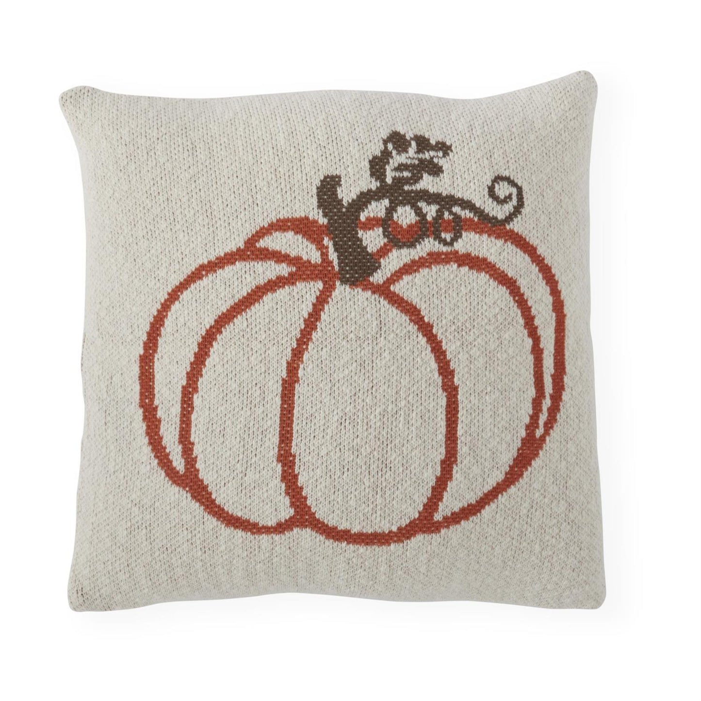 20 Inch Cream Knit Orange Pumpkin Pillow