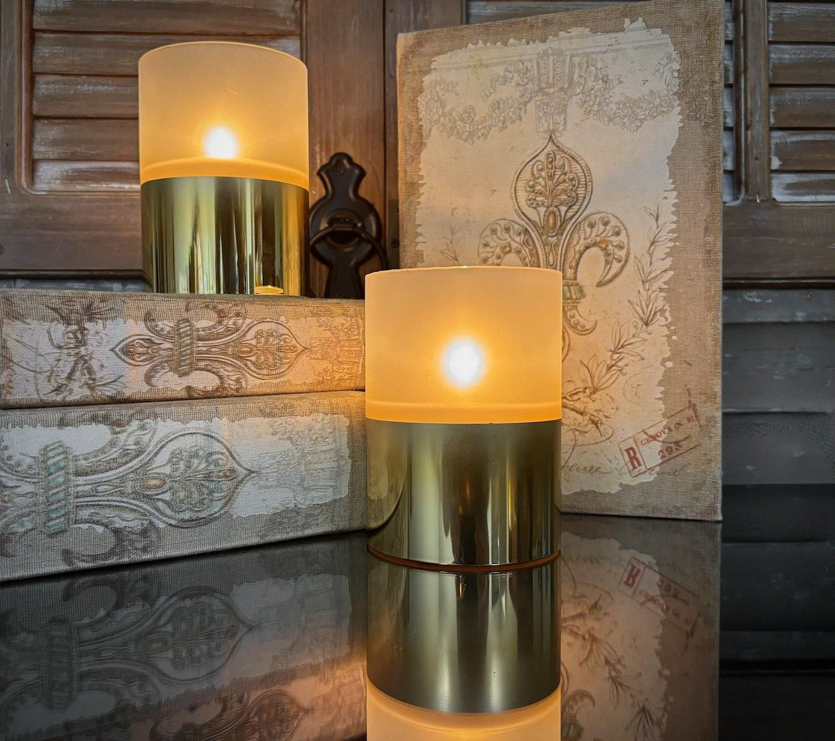 Gold Frosted Radiance LED Pillar Candle