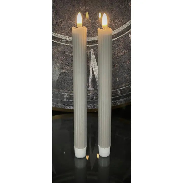 Grey Fluted Radiance LED Taper Candles