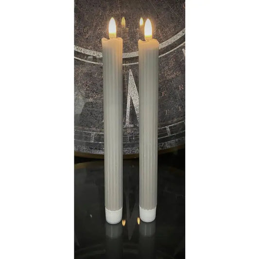 Grey Fluted Radiance LED Taper Candles