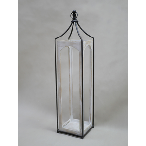 Whitewashed Wood & Metal Lantern