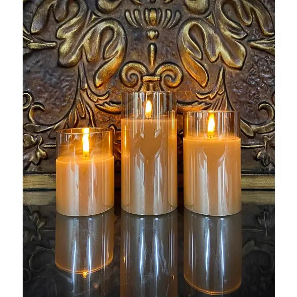Led Flameless Candles- Champagne Classic Trio