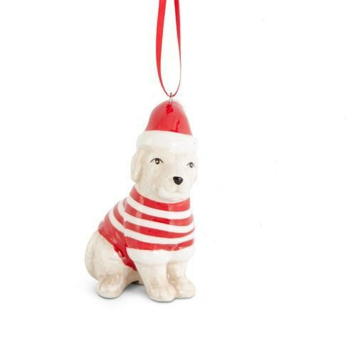 Dolomite Dog Ornaments w/Santa Hats