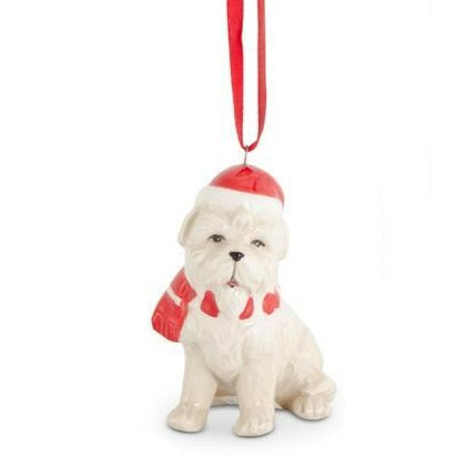Dolomite Dog Ornaments w/Santa Hats