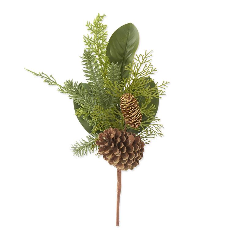 16 Inch Mixed Pine & Magnolia Stem w/Pinecones