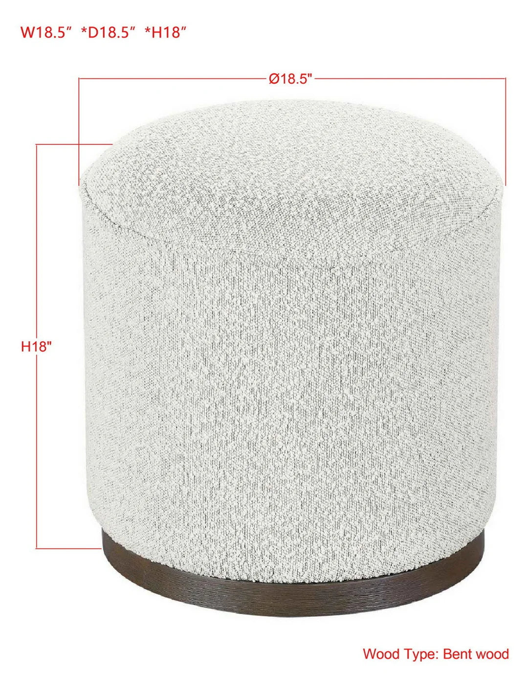 Round Ottoman in Stone Color Fabric