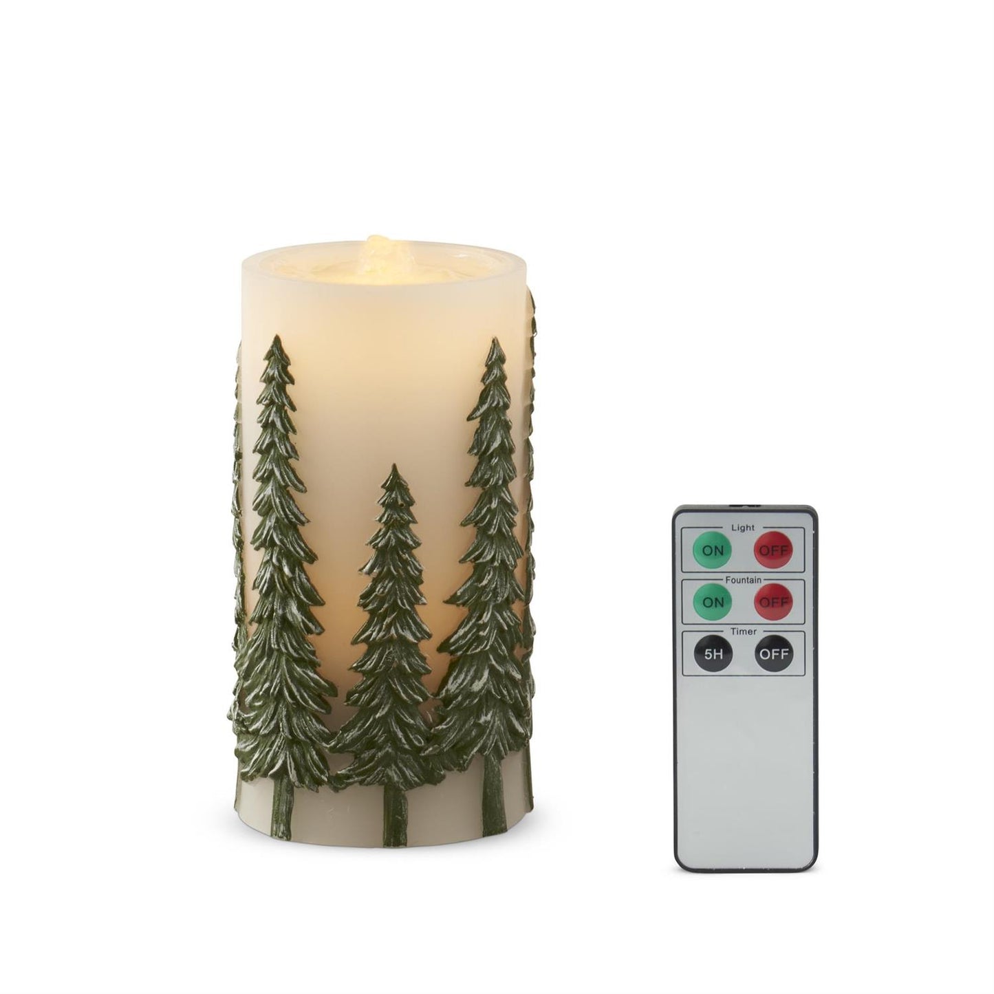LED Water Candle with Raised Pine Tree