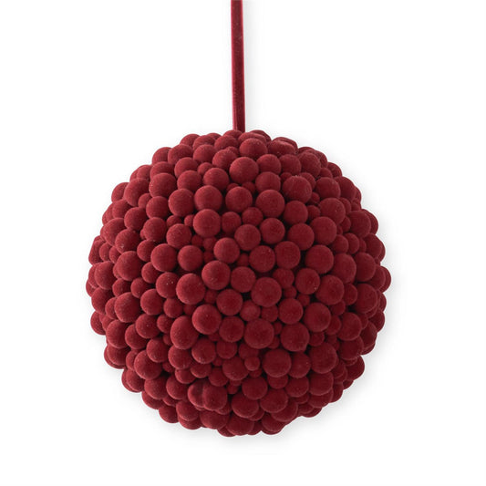 6 Inch Burgundy Pom Pom Ball Ornament