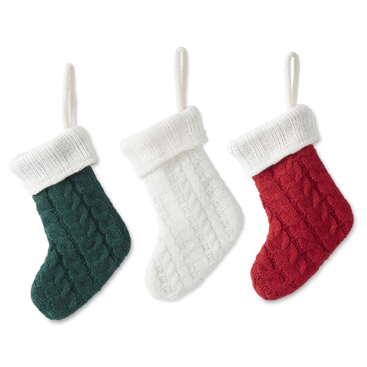 6.5 Inch Mini Cable Knit Stocking - Assorted colors