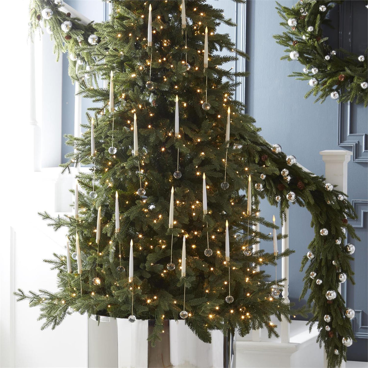 Glass Pendant Hanging LED Candle Ornaments S/6 | Cream or Gold
