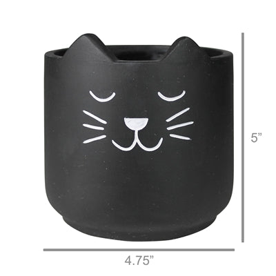 Cement Cat Cachepot