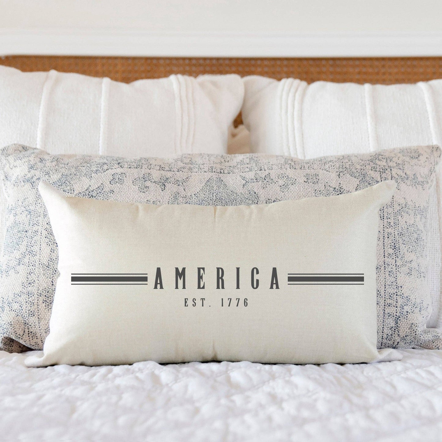 America with Stripes- Summer Pillow 12x20 inches