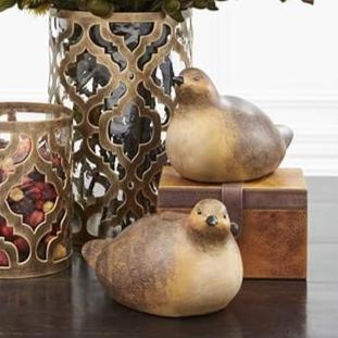 Brown Resin Quails Tabletop Decor