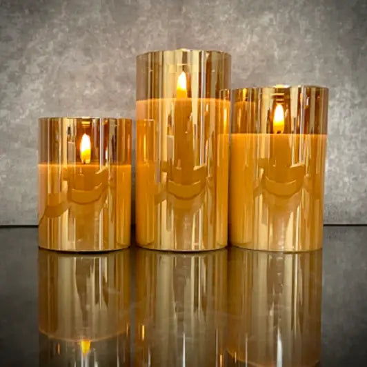 Led Flameless Candles- Champagne Classic Trio