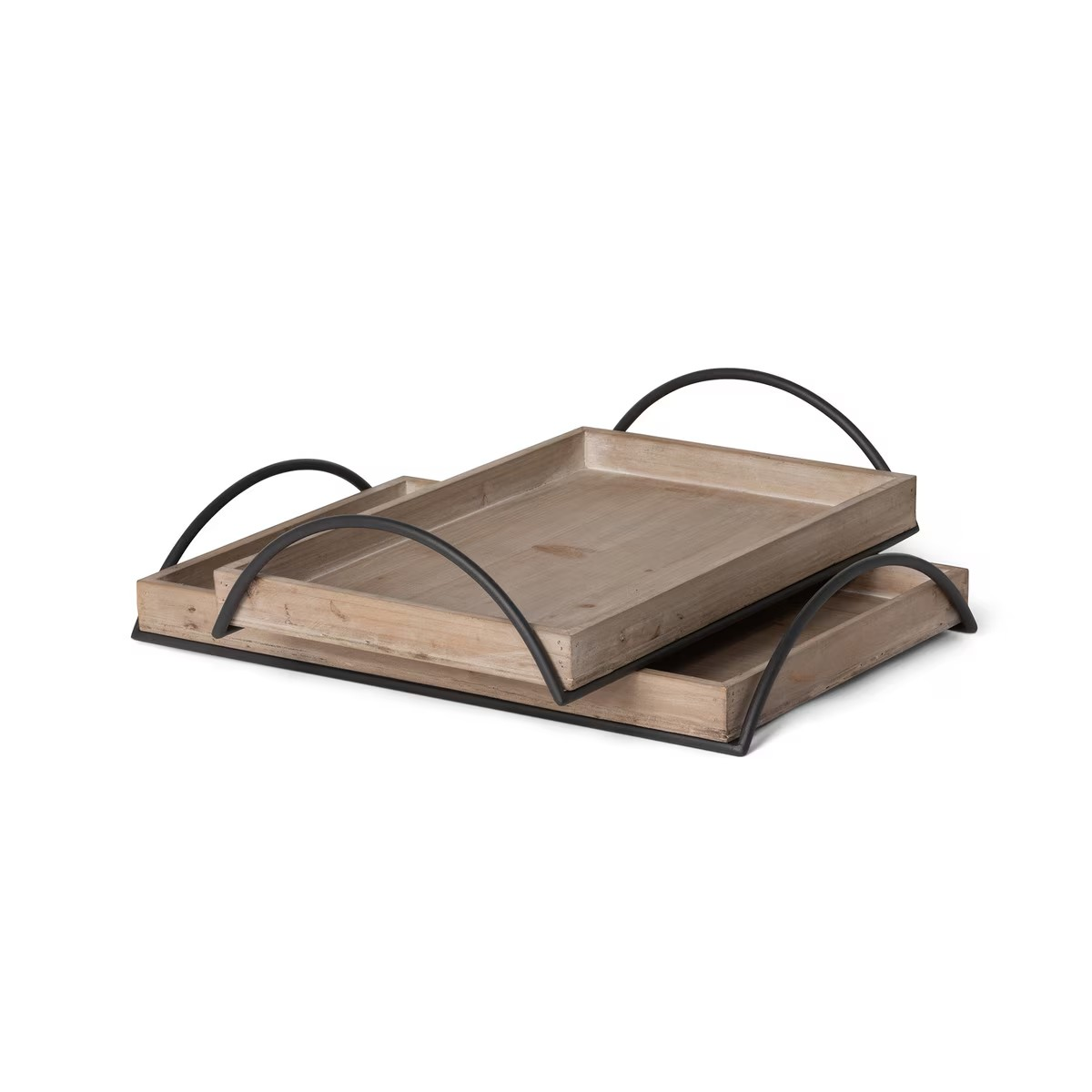 Wood Tray with Iron Handles