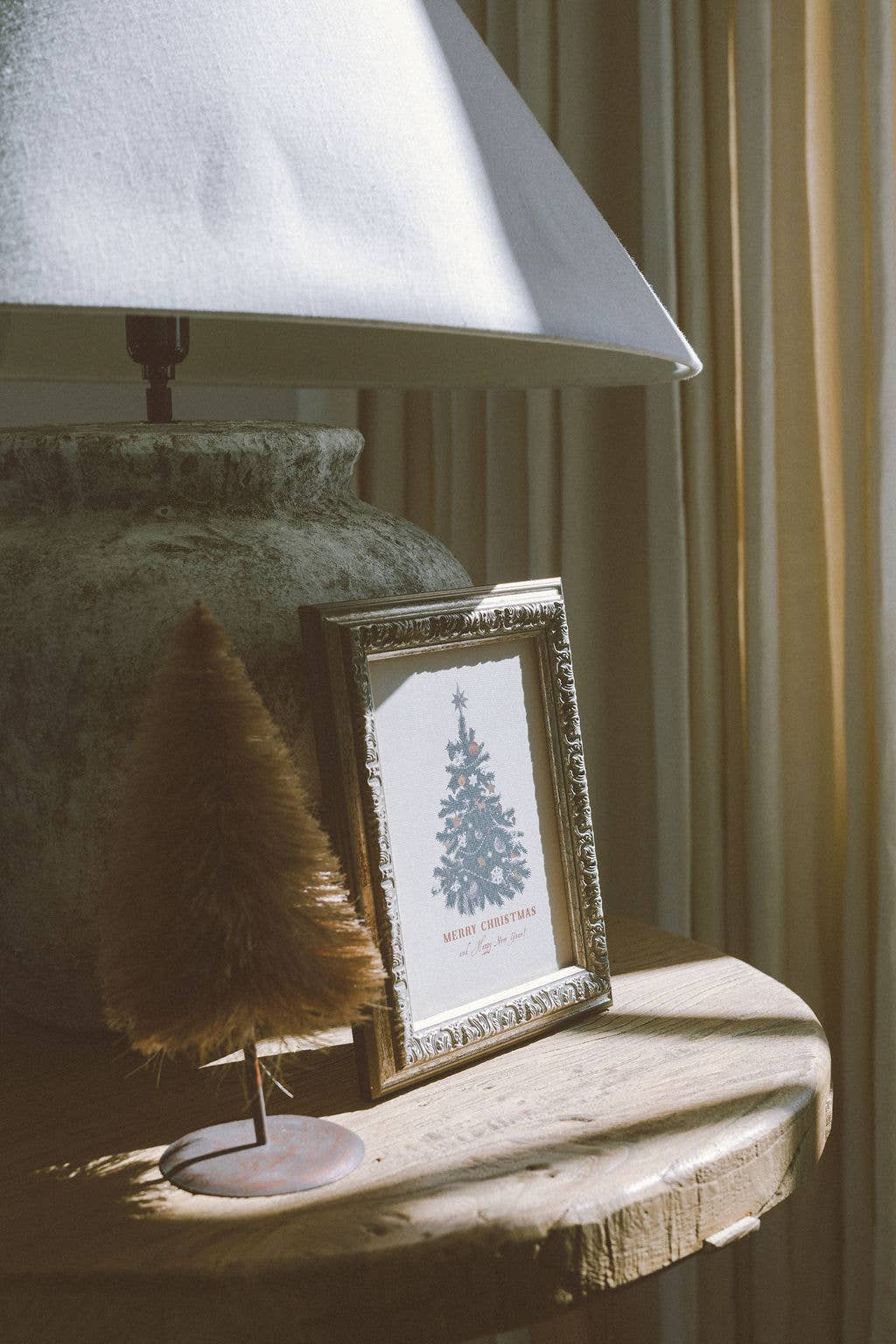 Happy New Year Tree Framed Antique Art