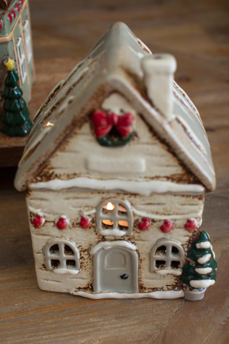 Ceramic Christmas Votive House Village