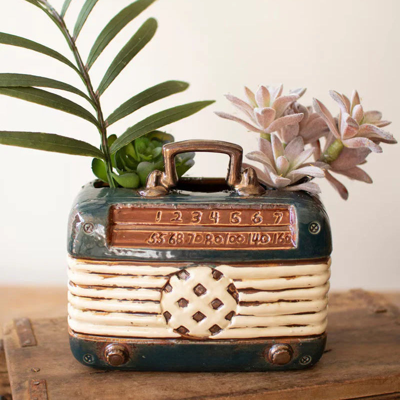 Vintage Radio Ceramic Planter Vase