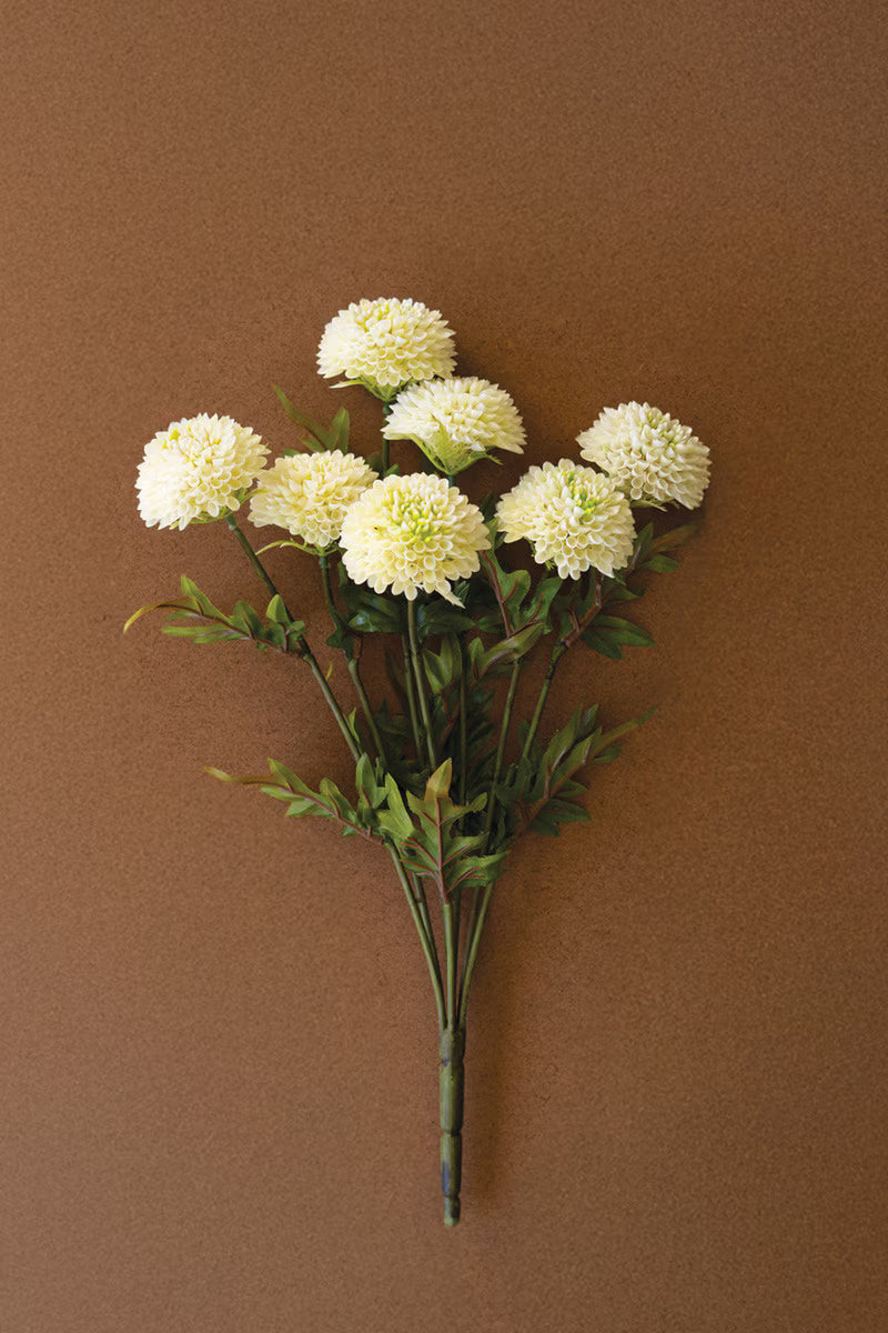 Artificial White Ball Dahlias | 7 Blooms