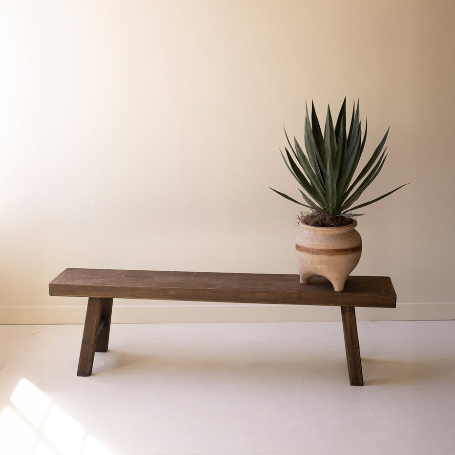 Dark Brown Wood Bench