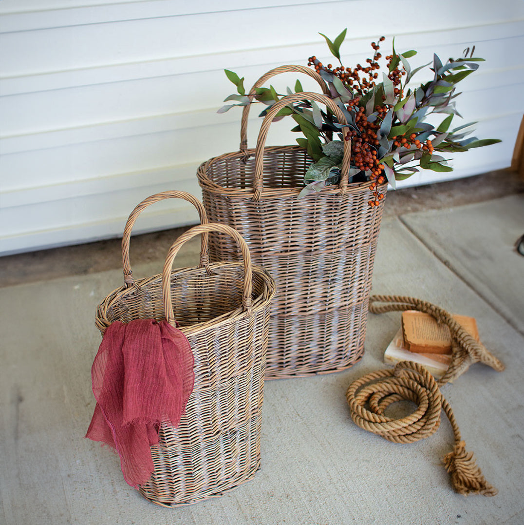 Large Oval Wicker Basket with Handles