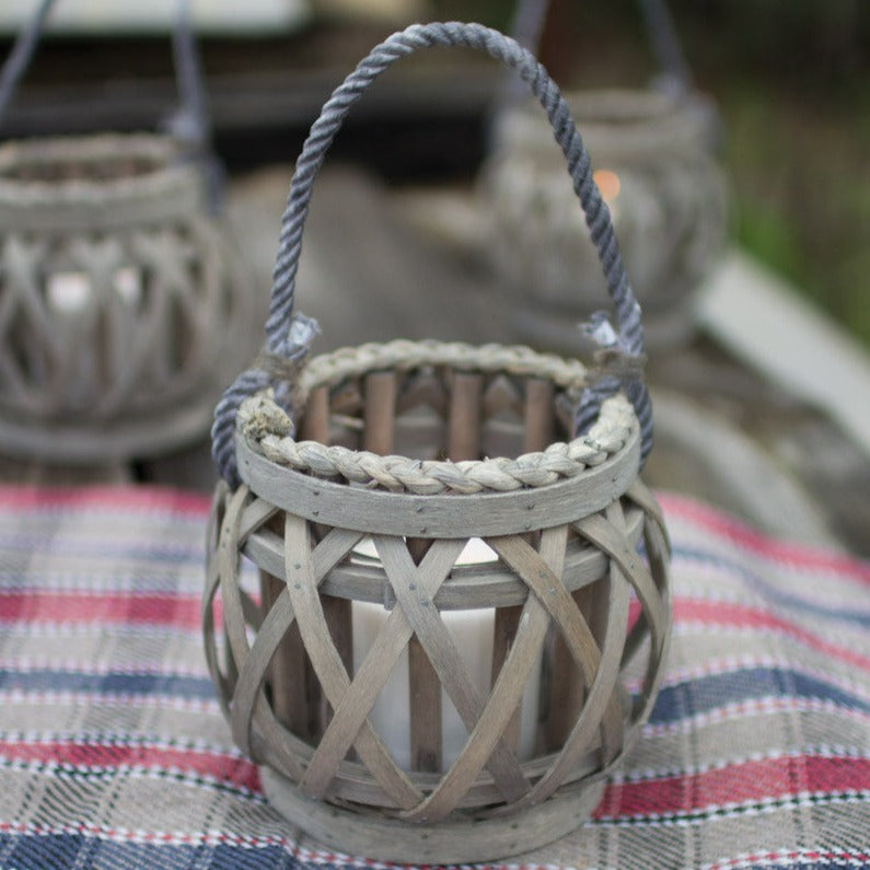 Grey Willow Votive Lantern with Glass