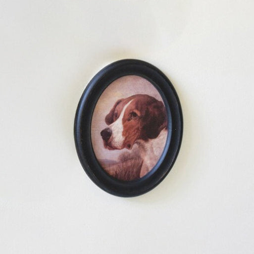 Framed Oval Hound Prints under Glass