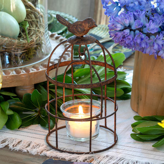 Rustic Iron Birdcage Votive Holder