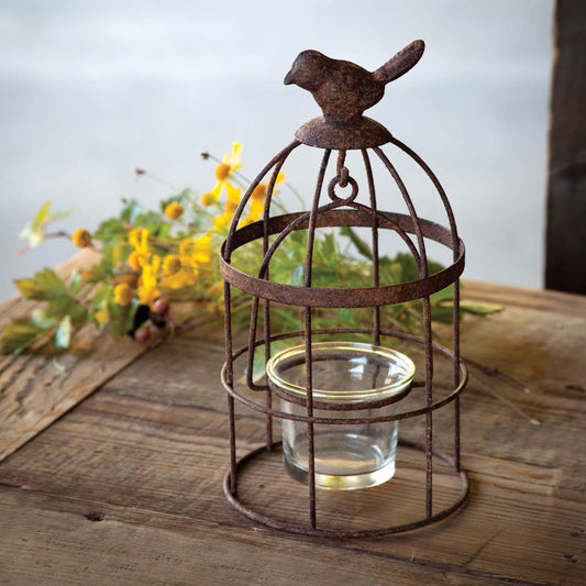 Rustic Iron Birdcage Votive Holder