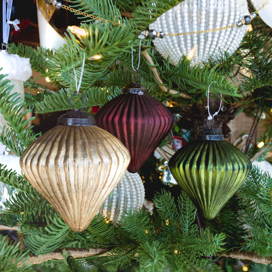 Diamond Drop Glass Ornament - Assorted Colors