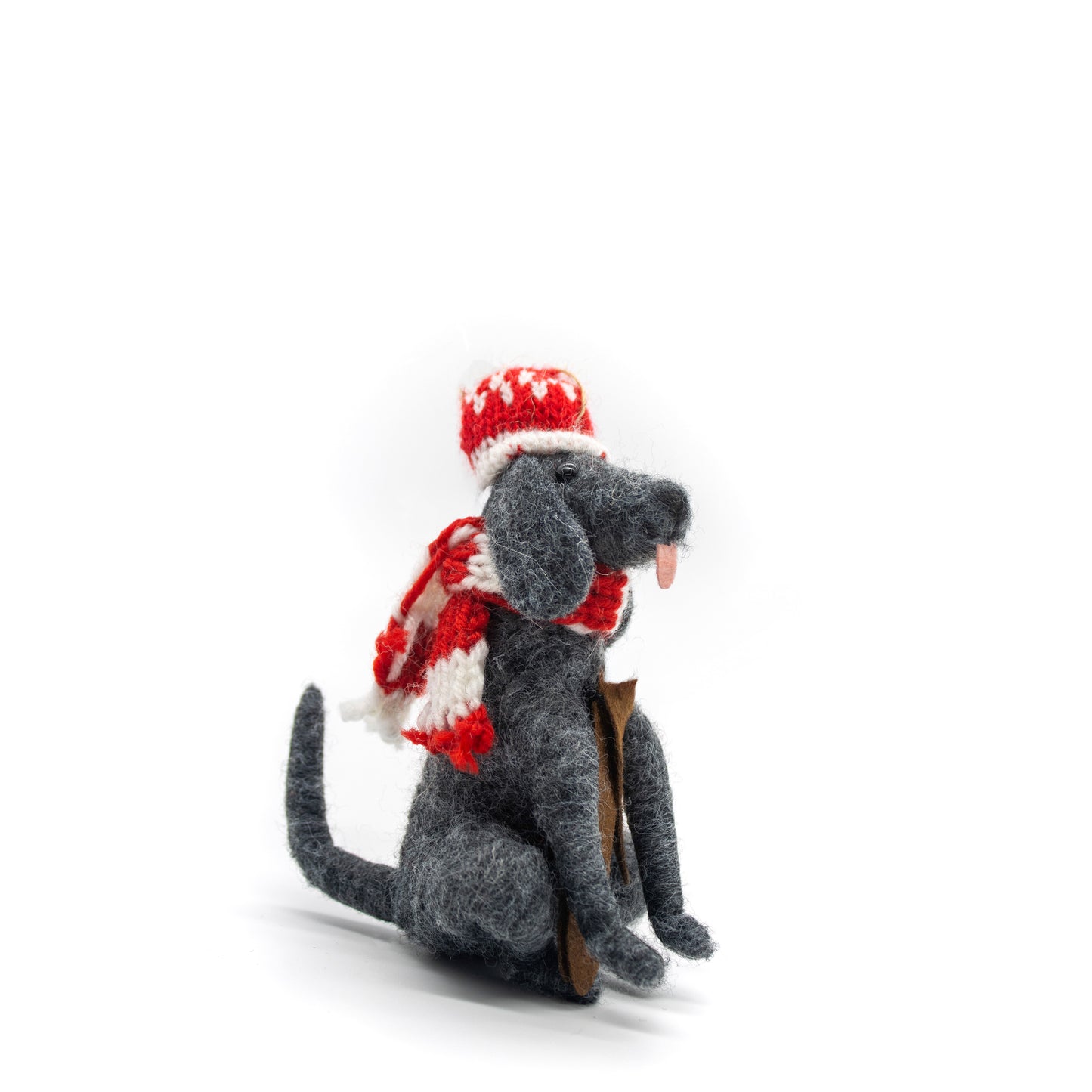 Wool Felt Dog Ornament with Scarf