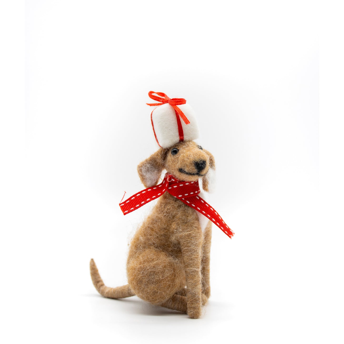 Wool Felt Dog Ornament with Scarf