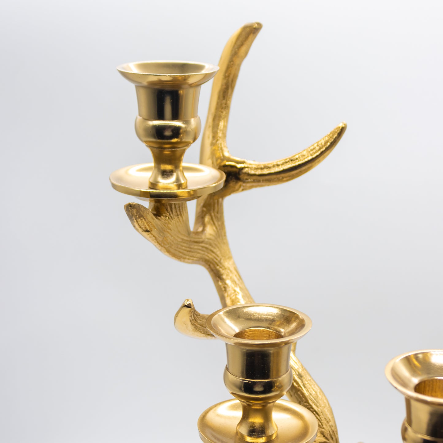 Cast Aluminum Reindeer Shaped Candelabra, Gold Finish