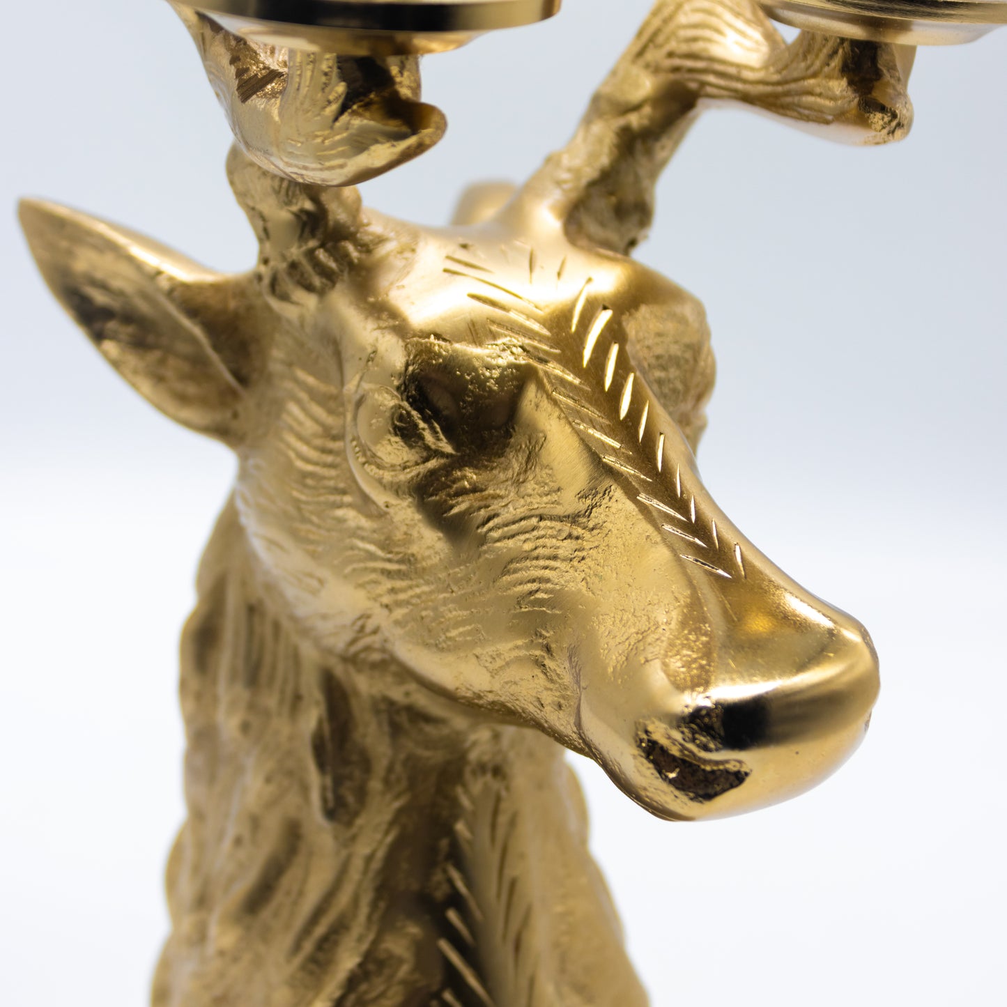 Cast Aluminum Reindeer Shaped Candelabra, Gold Finish