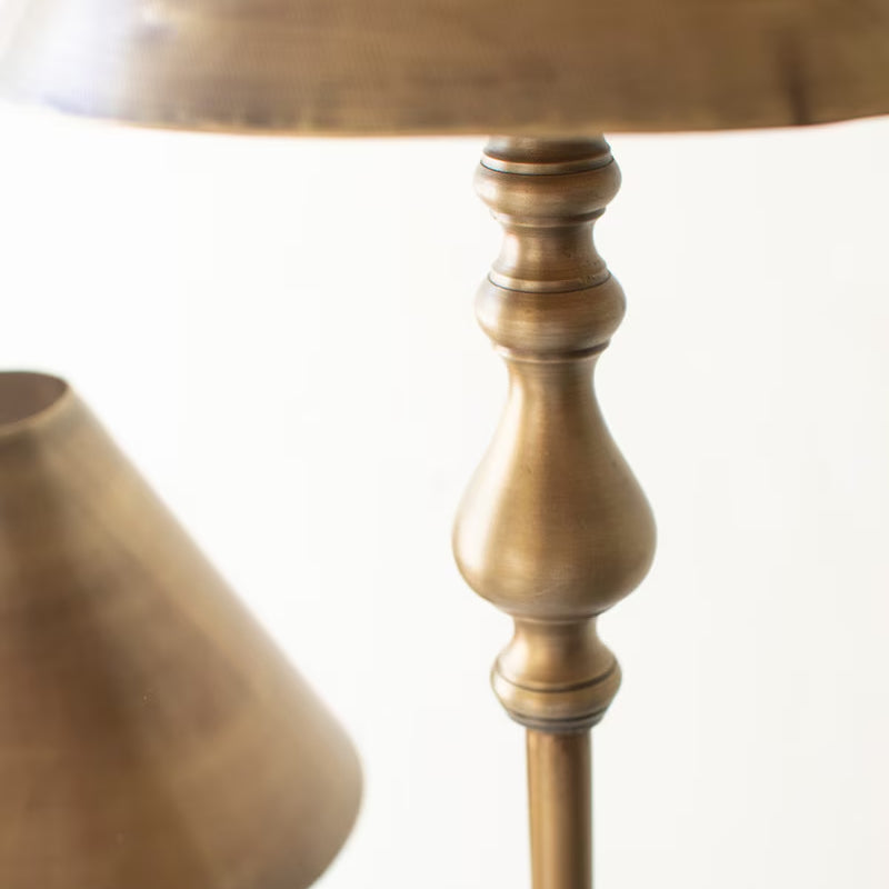 Antique Gold Double Floor Lamp with Metal Shades